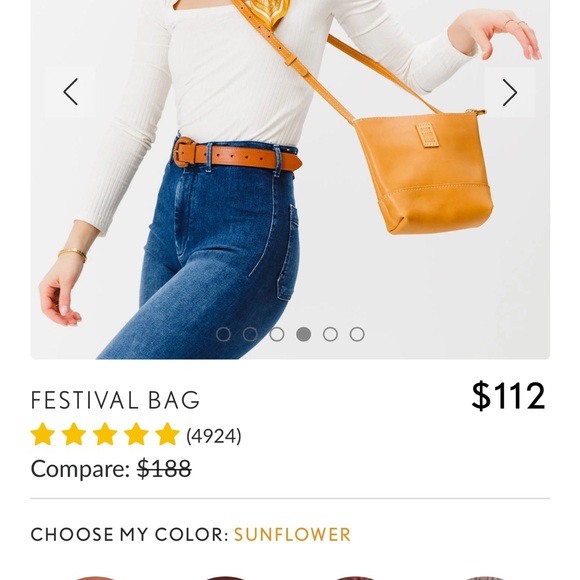 Portland Leather Festival Crossbody Bag with Adjustable Strap in Sunflower - Picture 10 of 12